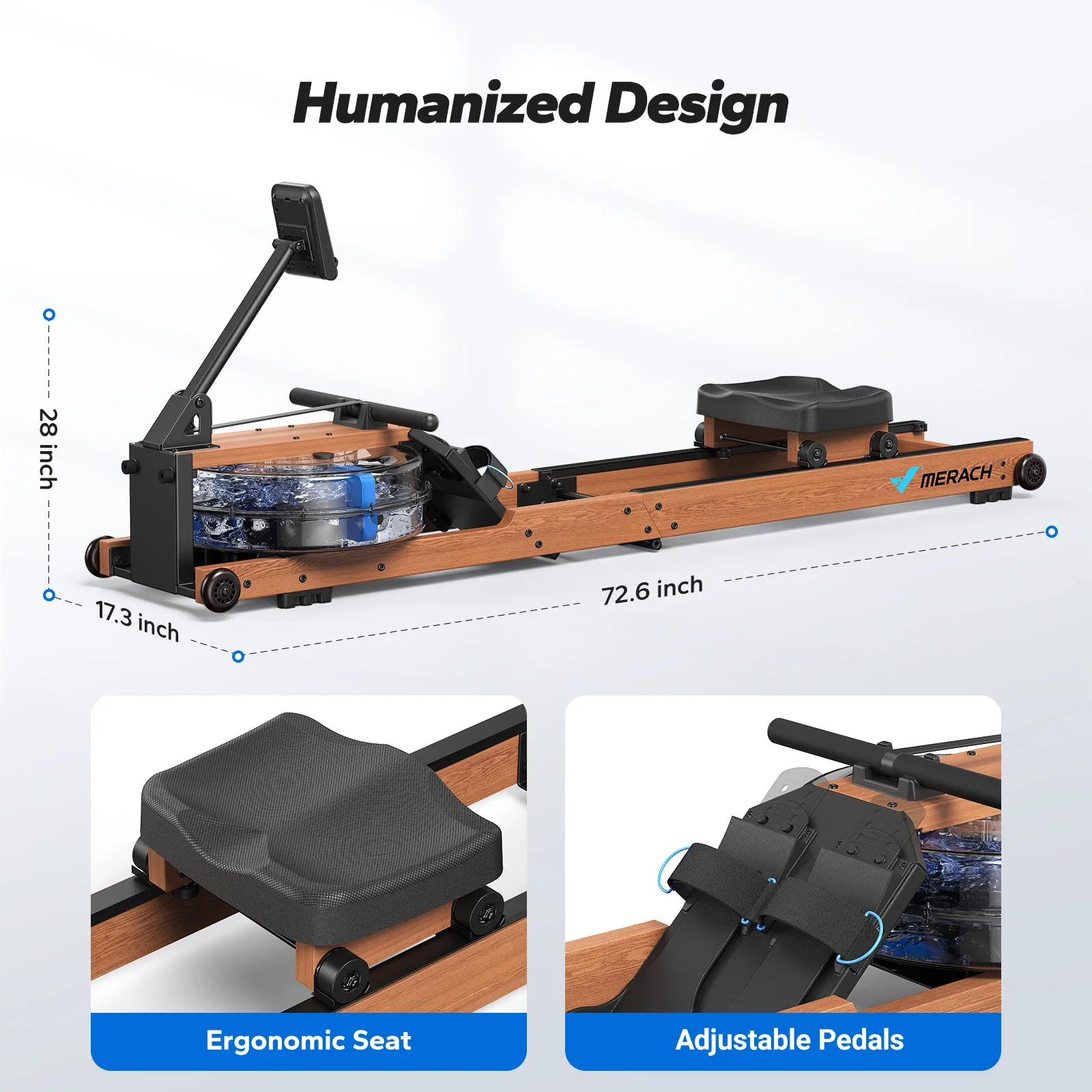 Foldable Rowing Machine- 400 LBS Weight Capacity- Dedicated Monitor- Comfortable Seat - Image 6