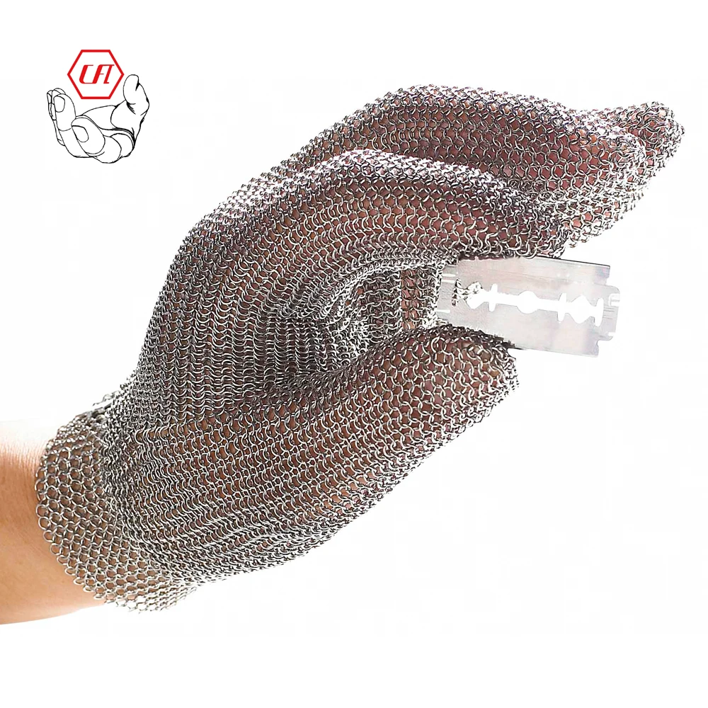 304L Five-Finger Metal Glove- Cut-Resistant- Stainless Steel Mesh- Chain Mail Glove