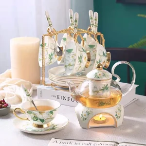 Boiled-Glass Teapot- Flower Tea Set- Candle Heating Base- A Variety of Products- Fine Bone China