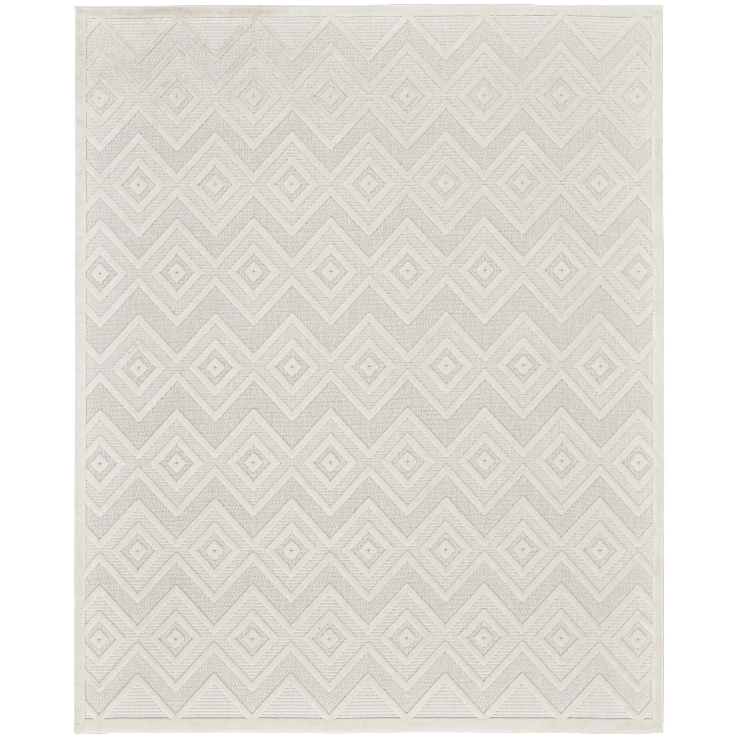 7' X 10' Ivory and White Indoor/Outdoor Area Rug - Image 2