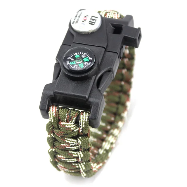 SOS, LED Light, Survival Bracelet- Braided Paracord- Men/ Women- Camping EDC Tool- Emergency Compass, Whistle - Image 10