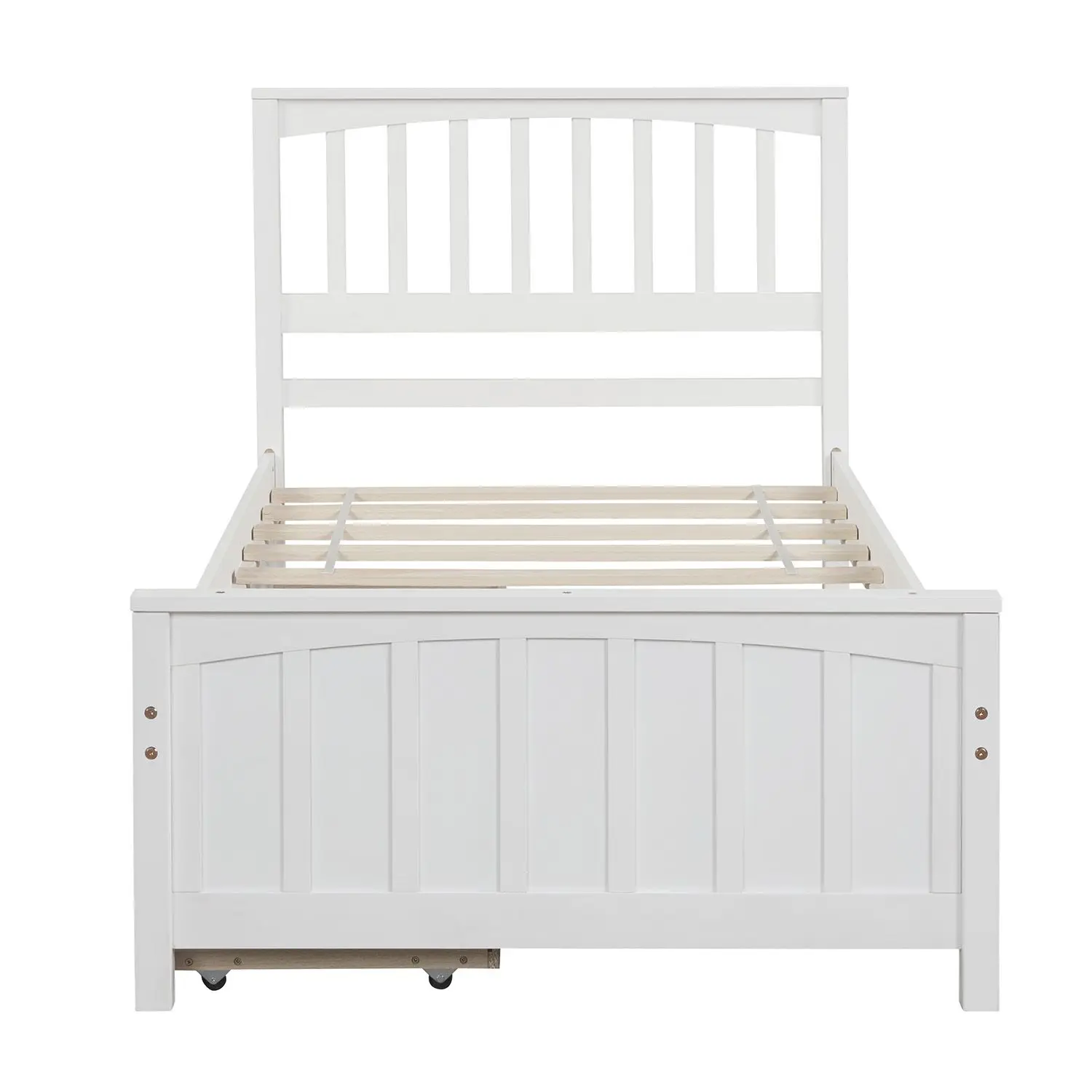 White Twin-Size Platform Bed with Two Drawers - Image 4