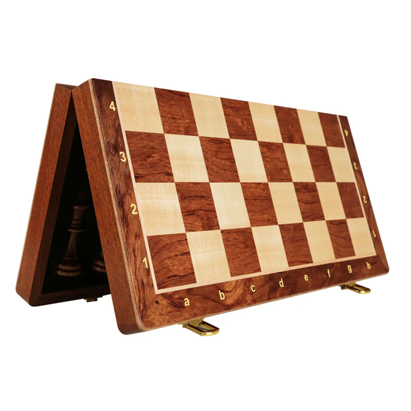 Handmade Wood Chess Set- Folding- Solid Wood- Traditional- Classic- Solid Wood Pieces- Walnut Chessboard - Image 4
