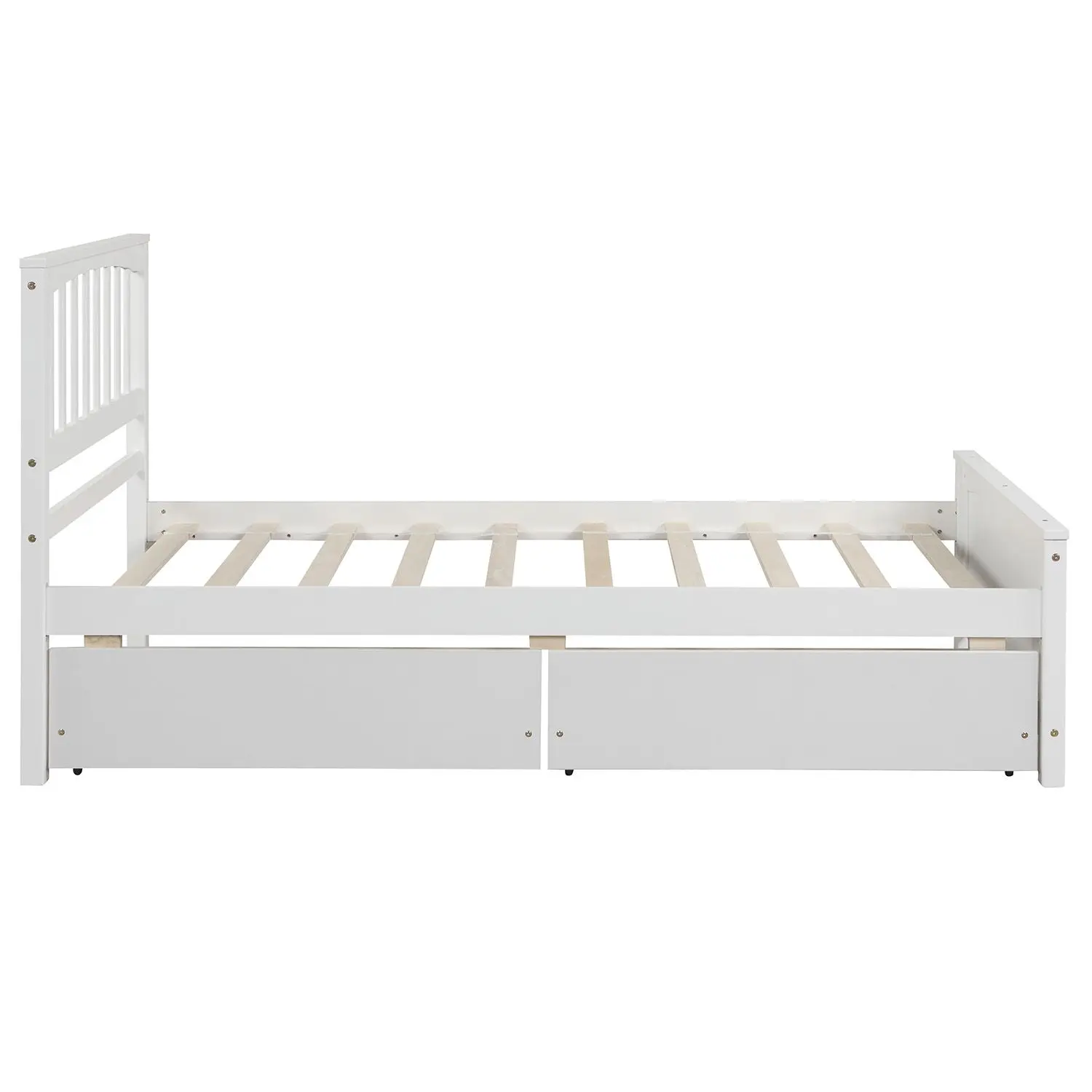 White Twin-Size Platform Bed with Two Drawers - Image 6