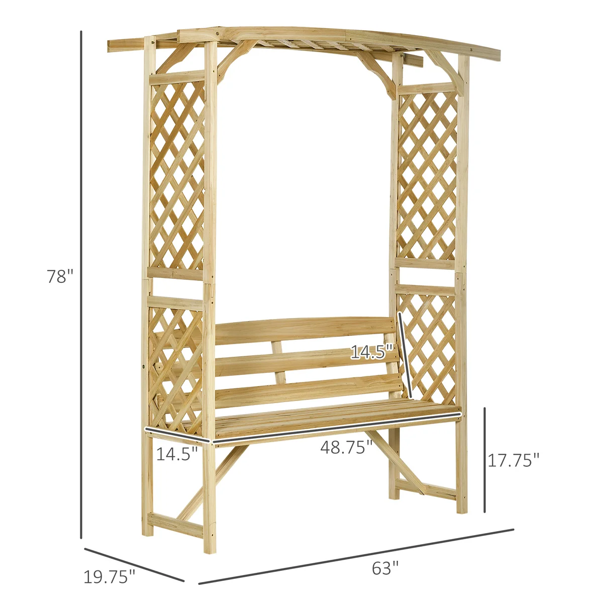 Outdoor Garden Bench/Arbor- Natural - Image 4