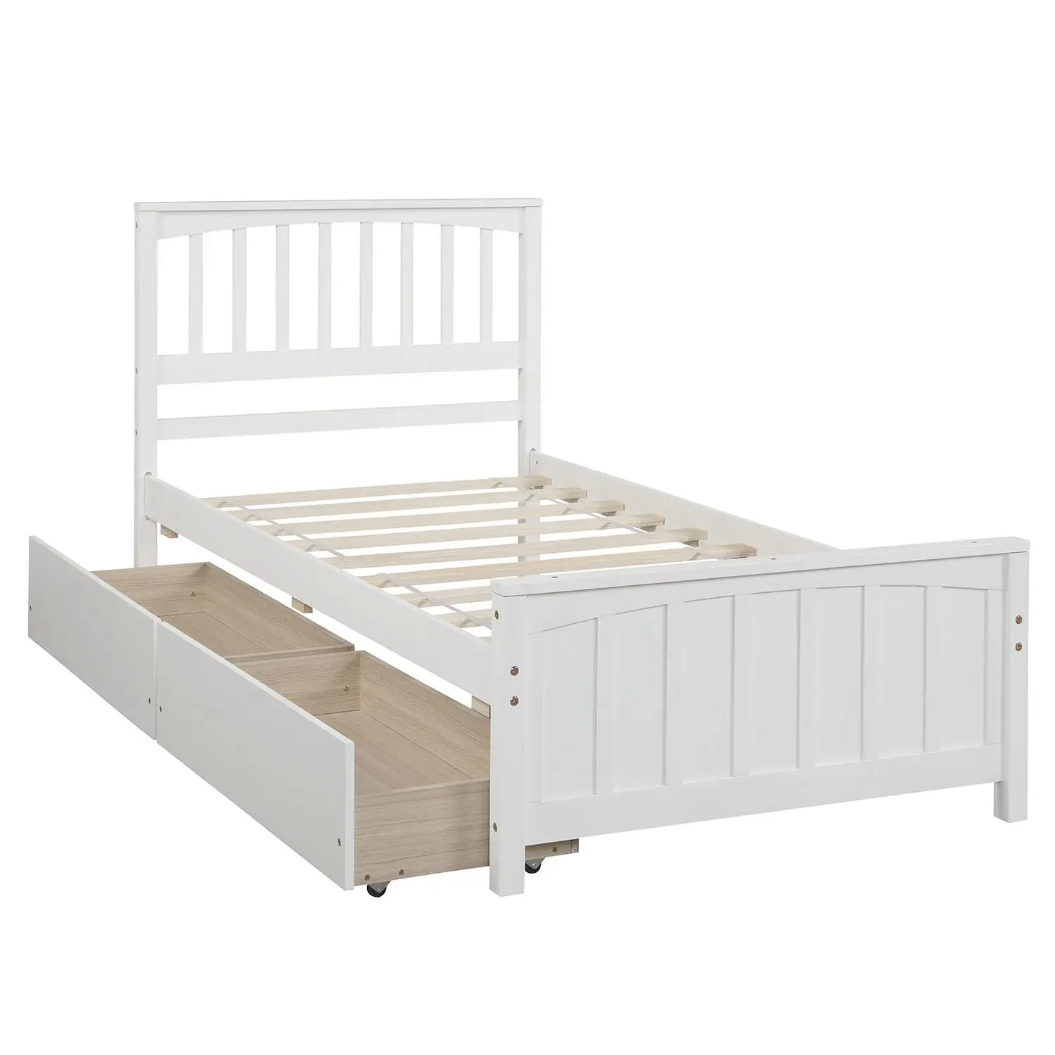 White Twin-Size Platform Bed with Two Drawers - Image 3