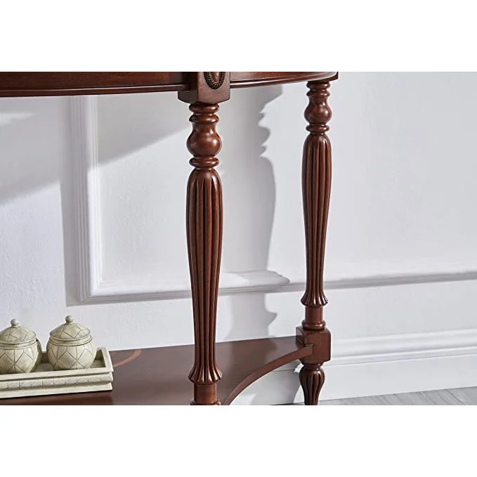 Wood Console Table- Half Moon Glass End Table for Living Room - Image 4