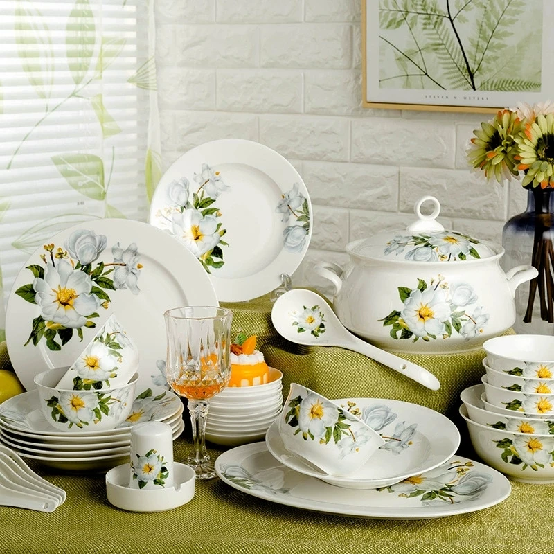 Wild Lily- 58 Pieces of Bone China Tableware Set