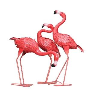 Iron Pink Flamingos Sculpture- Lawn Ornaments- Outdoor Decoration