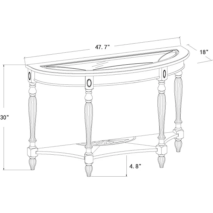 Wood Console Table- Half Moon Glass End Table for Living Room - Image 2
