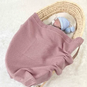Knitted Baby Blankets- Super Soft- 100*80cm (about 39*31.5 inches)- 6 Colors- Beautifully Knitted of 100% Acrylic Yarn- Wash on Gentle and Machine Dry on Delicate