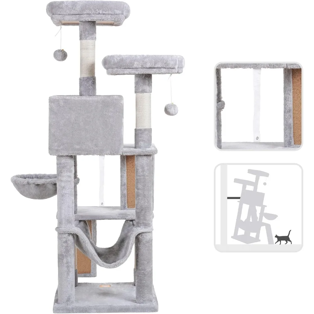 Cat Tree for Indoor Cats- Multi-Level Cat Furniture- Padded, Plush Perches/ Cozy Basket - Image 3