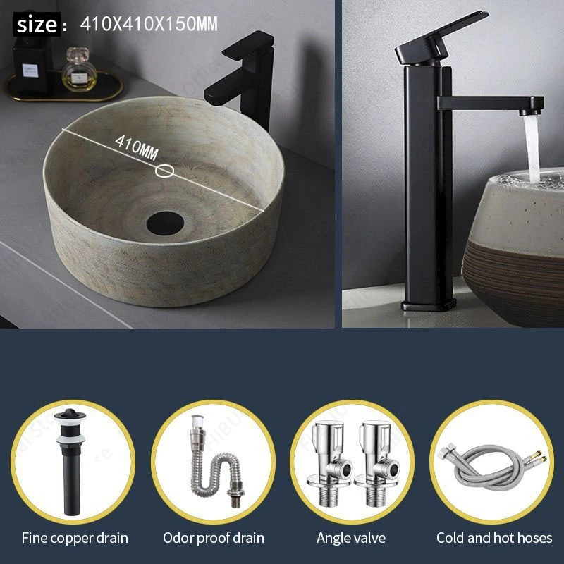 Ceramic Table Sink- Oval Above Counter Basin- Faucets Available- Many Shapes Available - Image 9