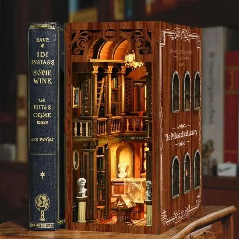 The Philosophical Library- DIY Wooden Book Nook- Miniature Kit- Bookshelf Decoration Kit for Adults - Image 2