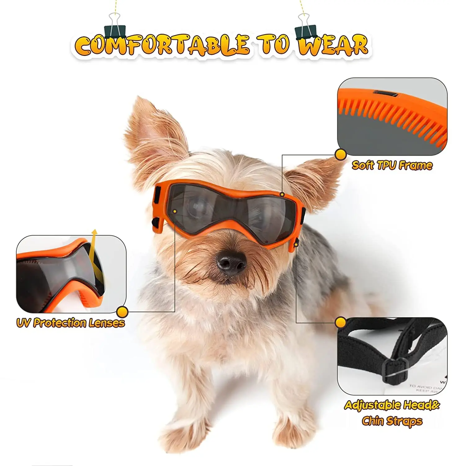 Outdoor UV Protection Sunglasses- Cat/ Dog Goggles for Small, Medium Breed Puppy- Adjustable Straps - Image 2