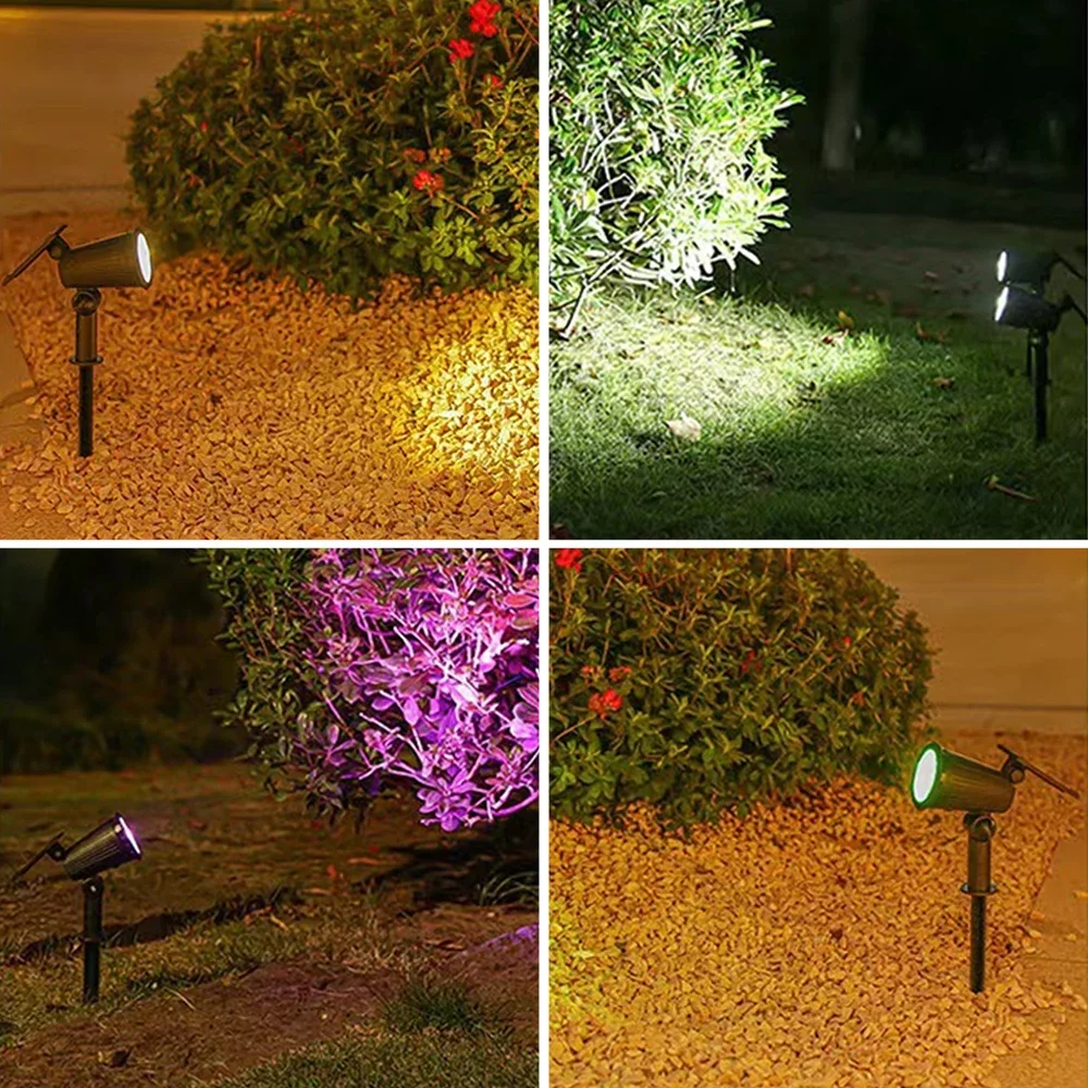 9-LED Solar Spot Lights- Outdoor RGB Solar Landscape Lights- IP65 Waterproof- Adjustable Brightness - Image 6