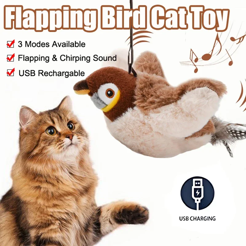 Interactive Flapping Bird Cat Toy- Catnip- Rechargeable Simulation Bird-Touch Activated - Image 2