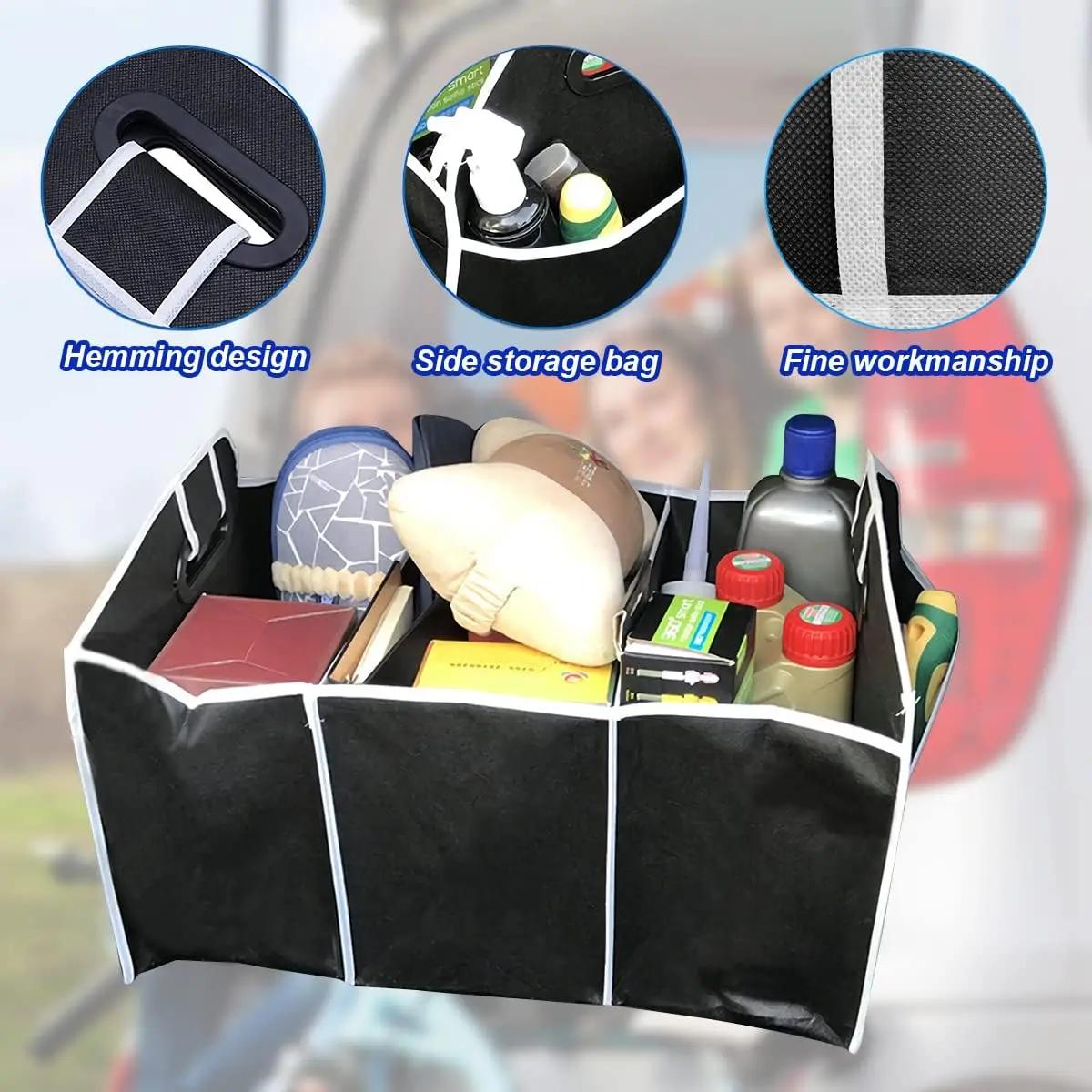 2-pcs Car Trunk Storage Organizer Box- Collapsible, Waterproof, Portable Storage for Cars, Trucks, SUVs, etc. - Image 2