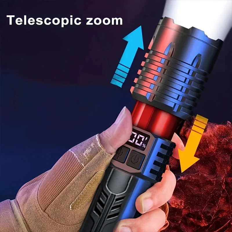 High-Lumen, Tactical Flashlight - 5 Modes- Waterproof- Rechargeable- High Brightness- Durable ABS for Outdoor, Camping, Emergency - Image 2