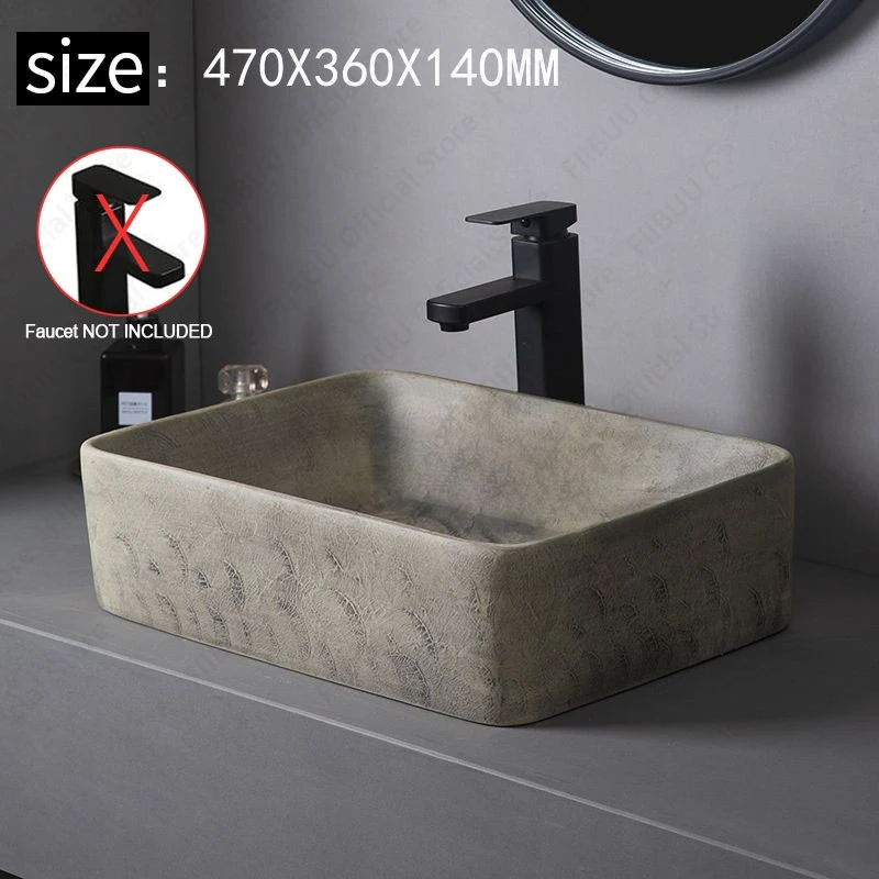 Ceramic Table Sink- Oval Above Counter Basin- Faucets Available- Many Shapes Available - Image 32