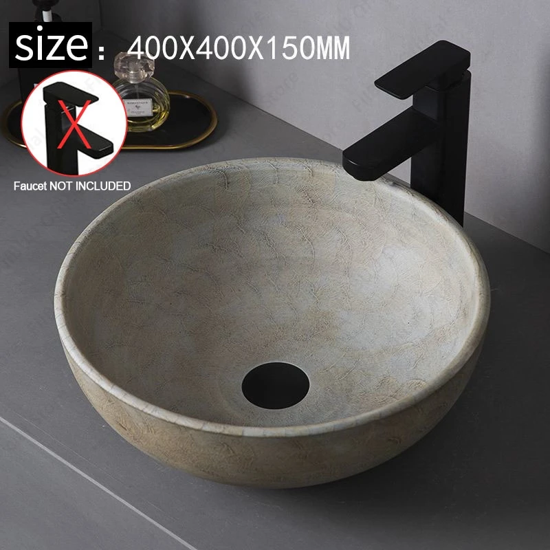 Ceramic Table Sink- Oval Above Counter Basin- Faucets Available- Many Shapes Available - Image 14