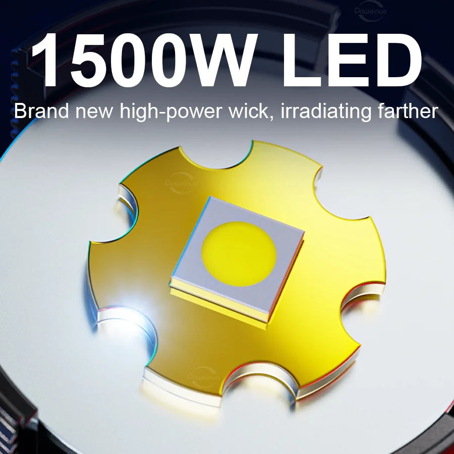 1000000LM Most Powerful LED Flashlight- Rechargeable- Type-C Flashlight- Long Range- Tactical Torch - Image 2