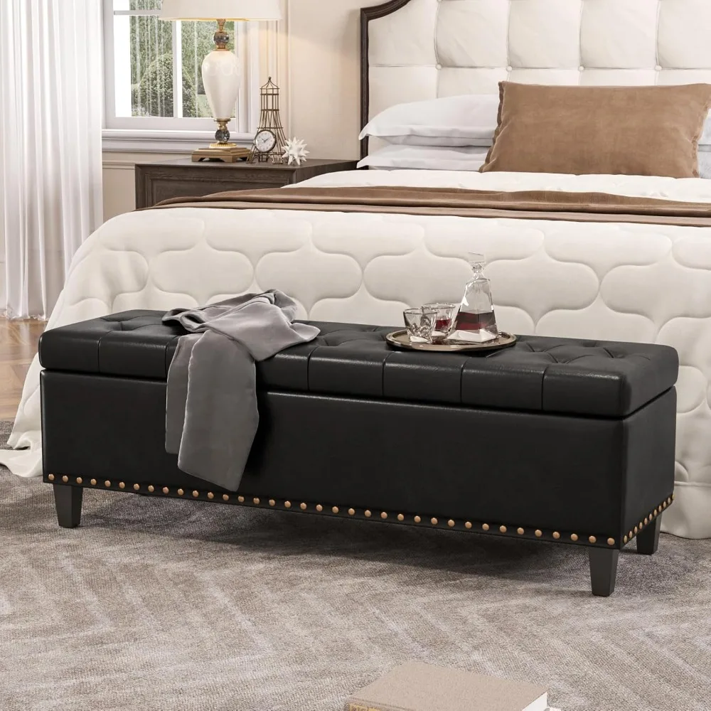 Storage Bench- 51-Inch King Storage Ottoman- 30 Gallons- Tufted Upholstery- Multiple Colors - Image 2