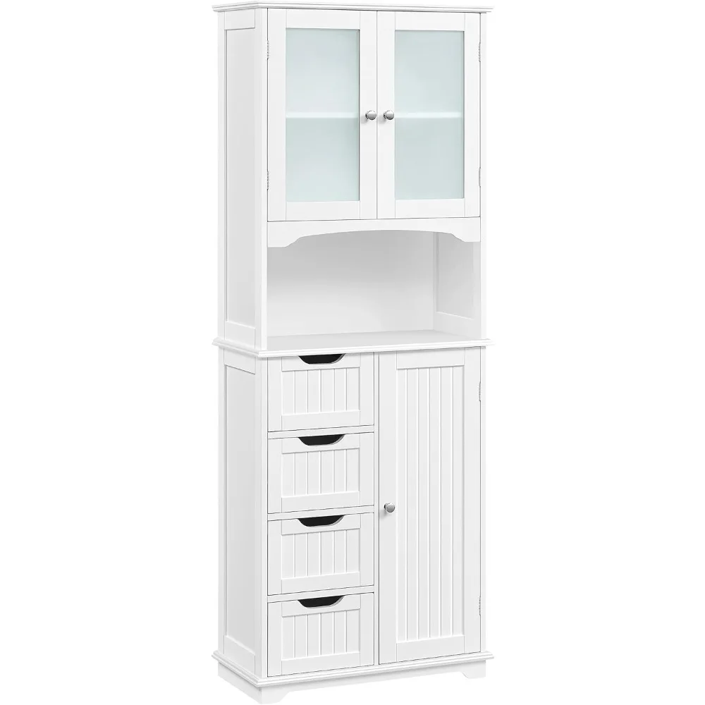 Tall Bathroom/Kitchen Cabinet- Storage Cabinet with 2 Glass Doors - Image 2