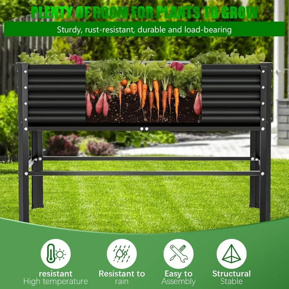 2-PCS Raised Garden Bed with Legs- 48×24×32 in- Large Outdoor Metal Galvanized Garden Planting Box-600 lb Capacity - Image 6