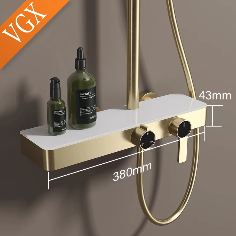 Gold/Grey Shower System Set- Bathroom Shower Faucet Set- 3-way Rainfall Shower- Hand-Held Shower - Image 3
