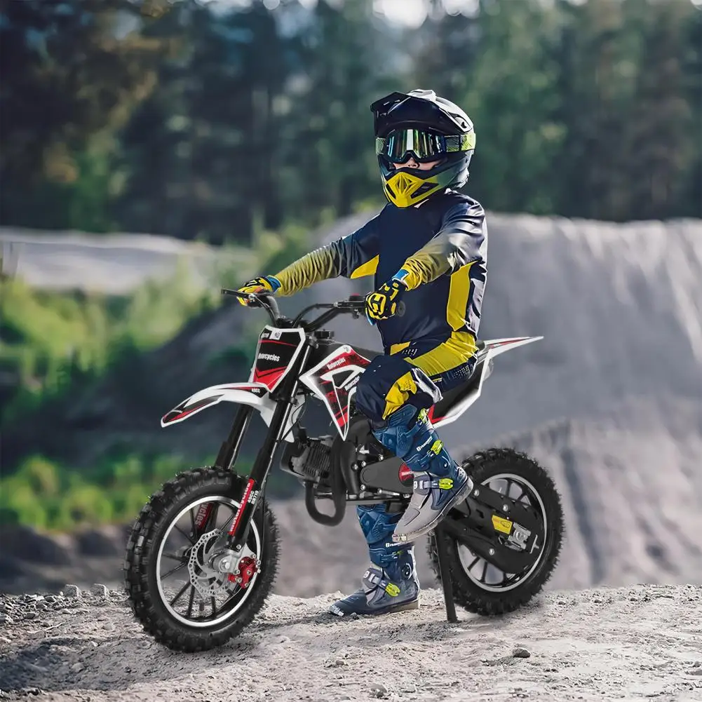49cc 2-Stroke Kids Dirt Bike- Gas Powered- Motocross- Off Road Mini Motorcycle- Childrens' Pocket Motorbike- Front/ Rear Disc Brakes - Image 4
