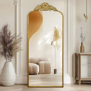 Full-Length Mirror- 75x30 inches- Baroque-Style Mirror- Antique Metal Frame- Wall Mirror
