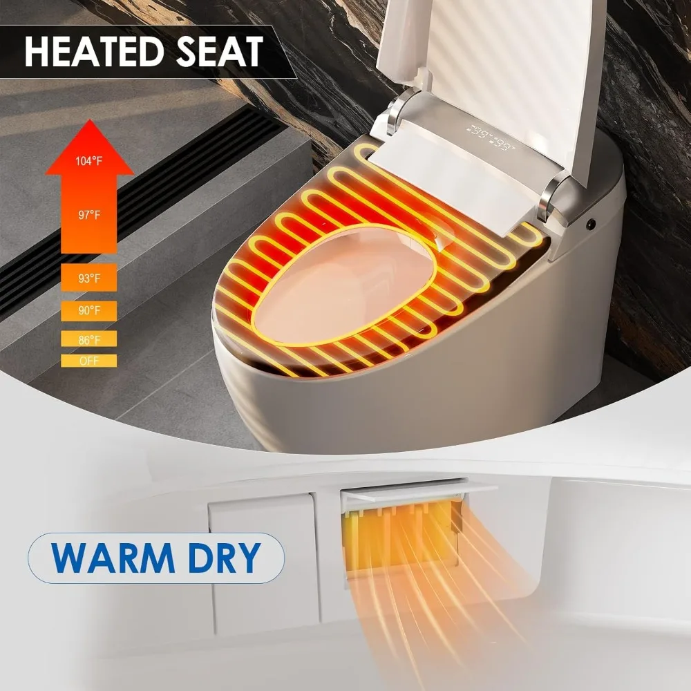 Smart Toilet- Bidet- Pump Assisted Flush- Foot Sensor Operation- Heated Seat- Warm Water, Dryer- Digital Display - Image 5
