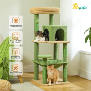 Cat Tree for Indoor Cats- 5-Level Cat Tower for Large Cats- Metal Frame- Large Hammock- Cat Condo with Big Top Perch