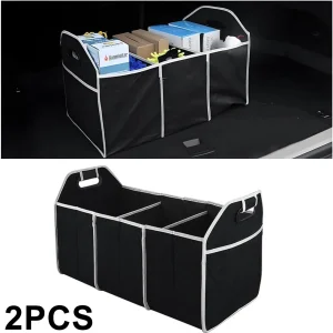 2-pcs Car Trunk Storage Organizer Box- Collapsible, Waterproof, Portable Storage for Cars, Trucks, SUVs, etc.