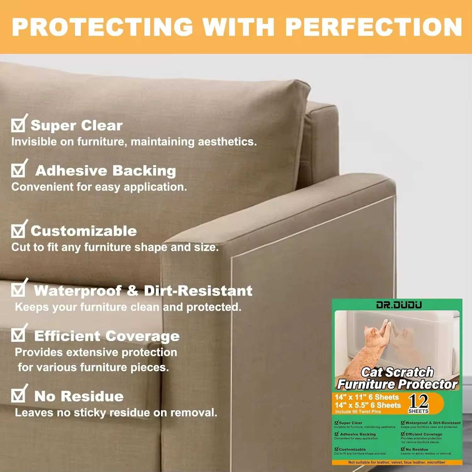 Cat Scratch Deterrent Tape- Transparent Self-Adhesive Pet Training Tape - Image 3