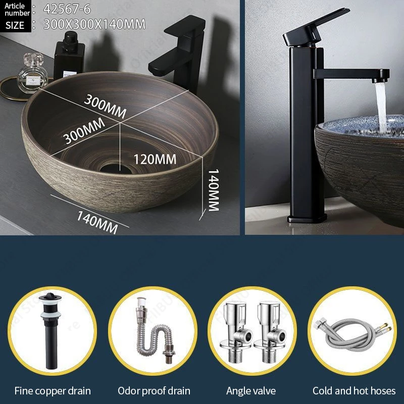 Brown Ceramic Sink- Above Counter Pedestal Washing Basin- Different Configurations and Sizes Available - Image 7