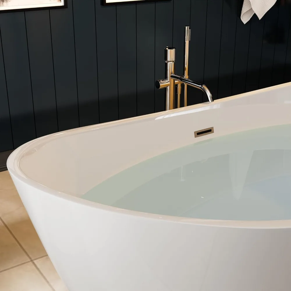 67" Acrylic Freestanding Bathtub- Glossy White - Image 2