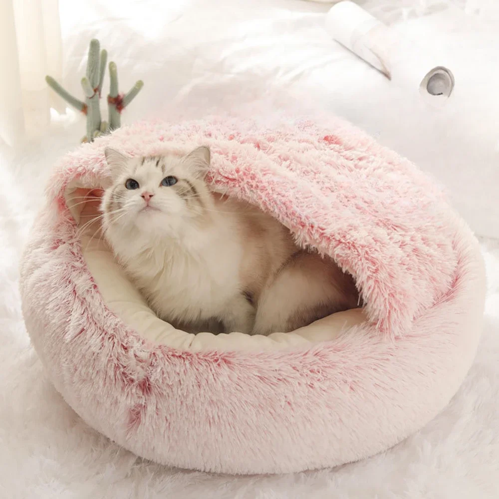 Semi-Enclosed Cat Bed- Simple Comfort- Warm Puppy/Kitten Sleeping Nest - Image 3