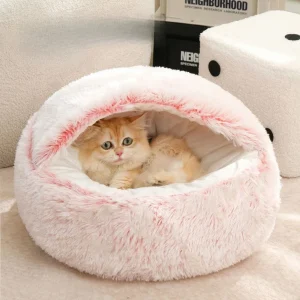 Semi-Enclosed Cat Bed- Simple Comfort- Warm Puppy/Kitten Sleeping Nest