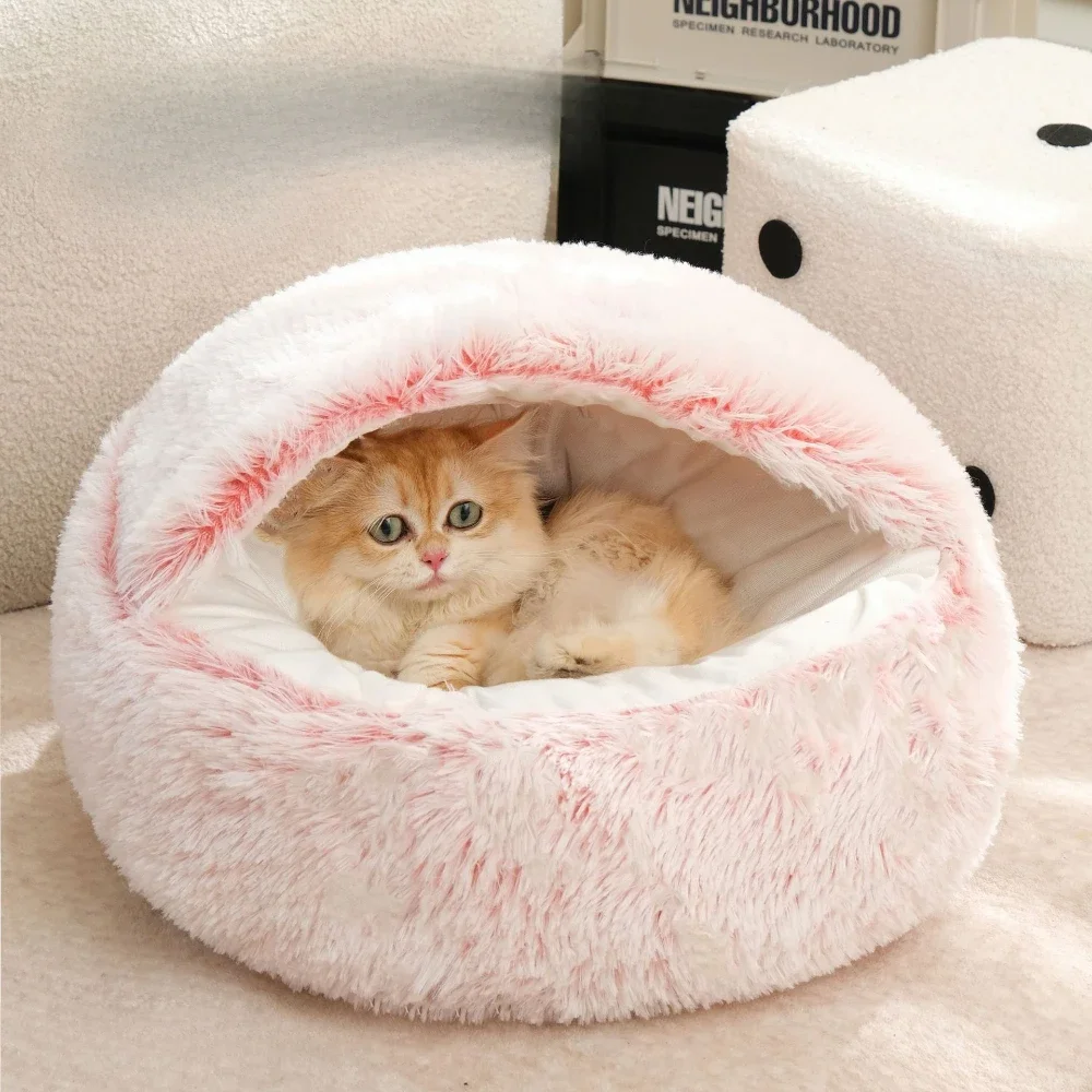 Semi-Enclosed Cat Bed- Simple Comfort- Warm Puppy/Kitten Sleeping Nest