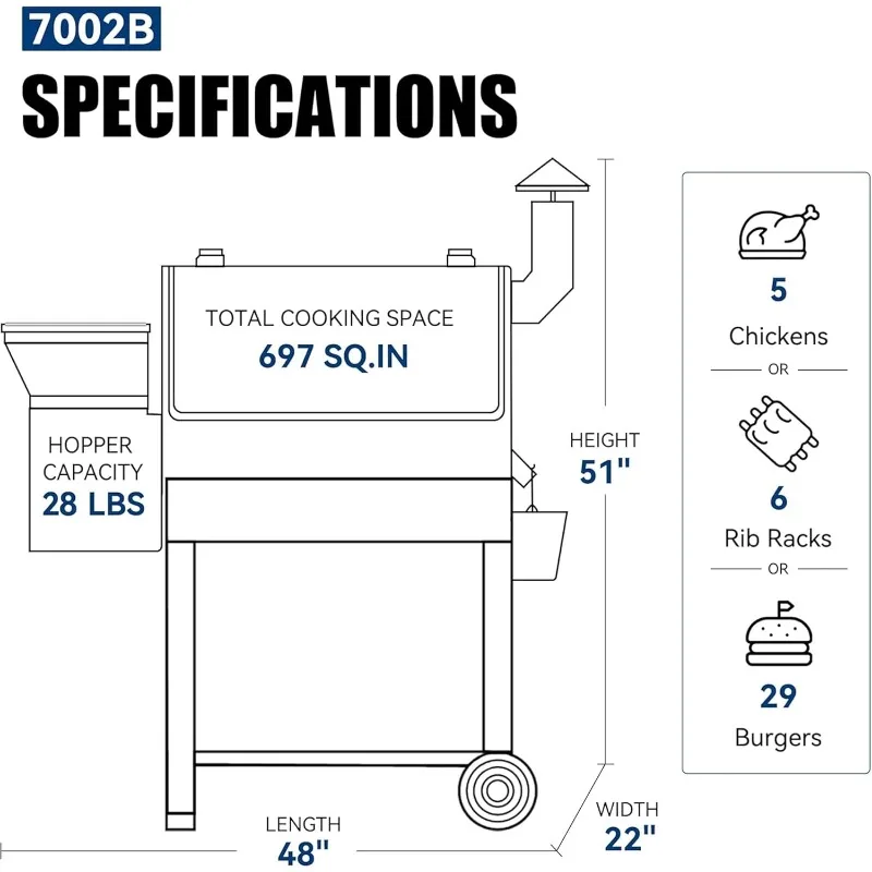 Wood Pellet Grill and Smoker- 8- in-1 BBQ Grill- Auto Temperature Controls - Image 2