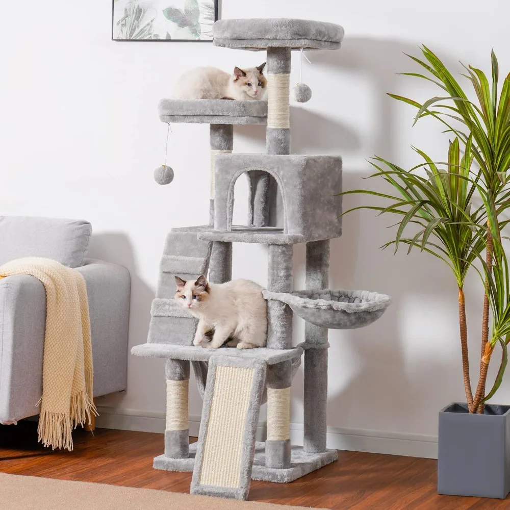 Cat Tree for Indoor Cats- Multi-Level Cat Furniture- Padded, Plush Perches/ Cozy Basket - Image 6