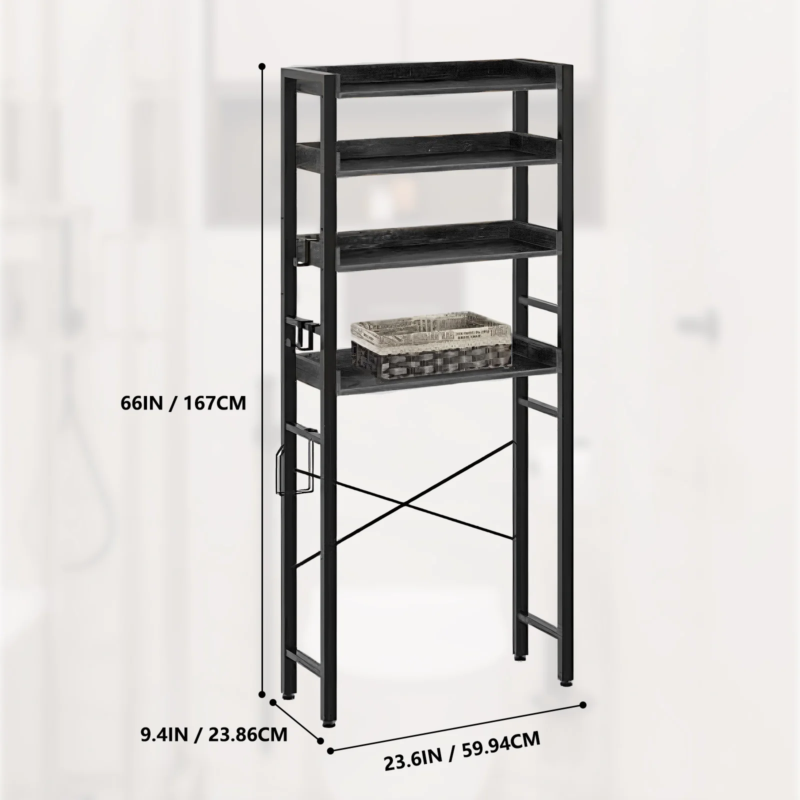 Over-The-Toilet Storage Rack- 4-Tier Bathroom Organizer - Image 8