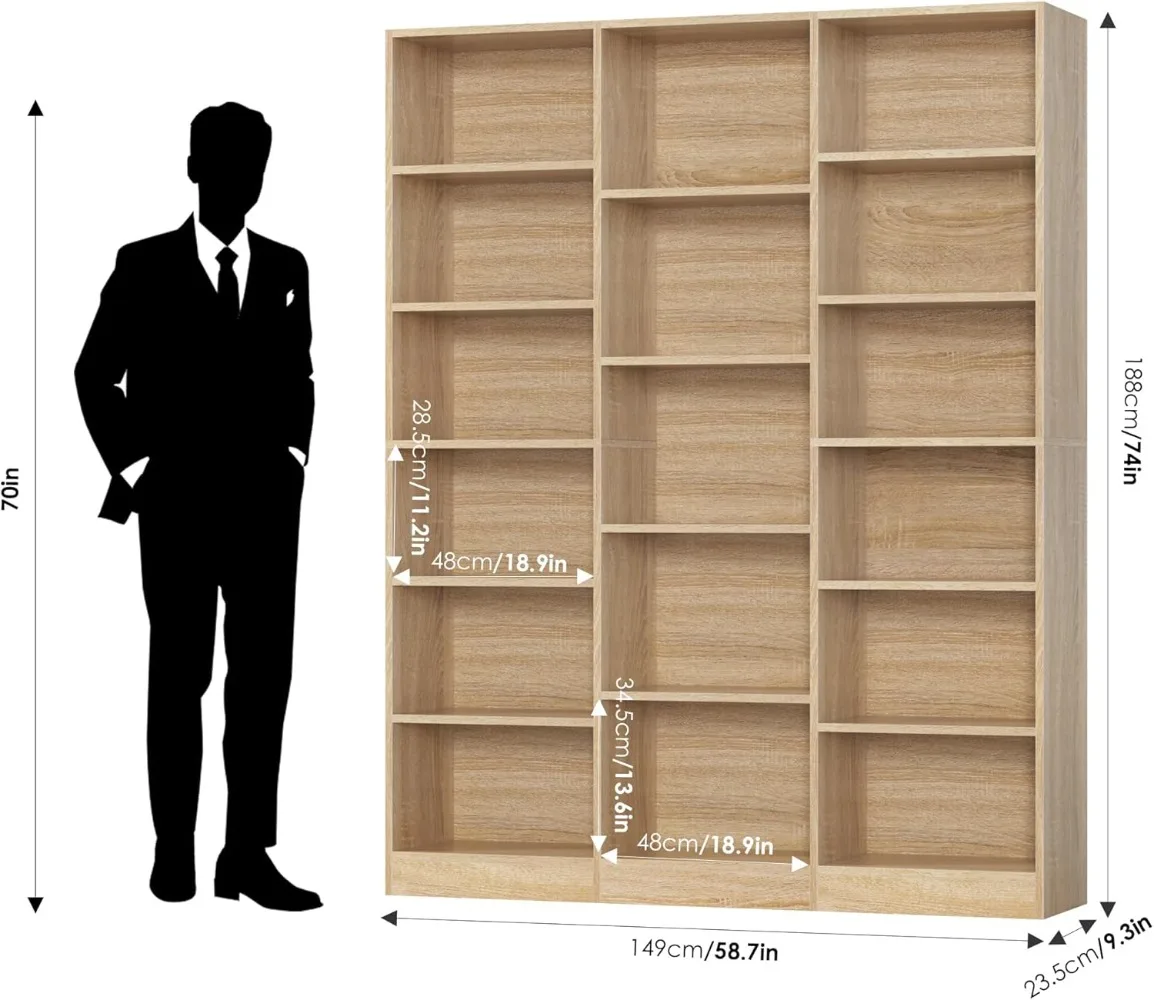 6-Tier Large Bookcase- 17 Open Display Shelves- 74'' Tall Bookcase - Image 3
