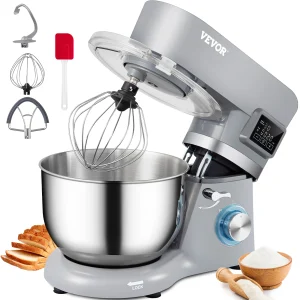 5.8-Qt Stand Mixer- 6 Speeds- LCD Screen Timing- Stainless Steel Bowl, Dough Hook, Flat Beater, Whisk, and Shield Guard