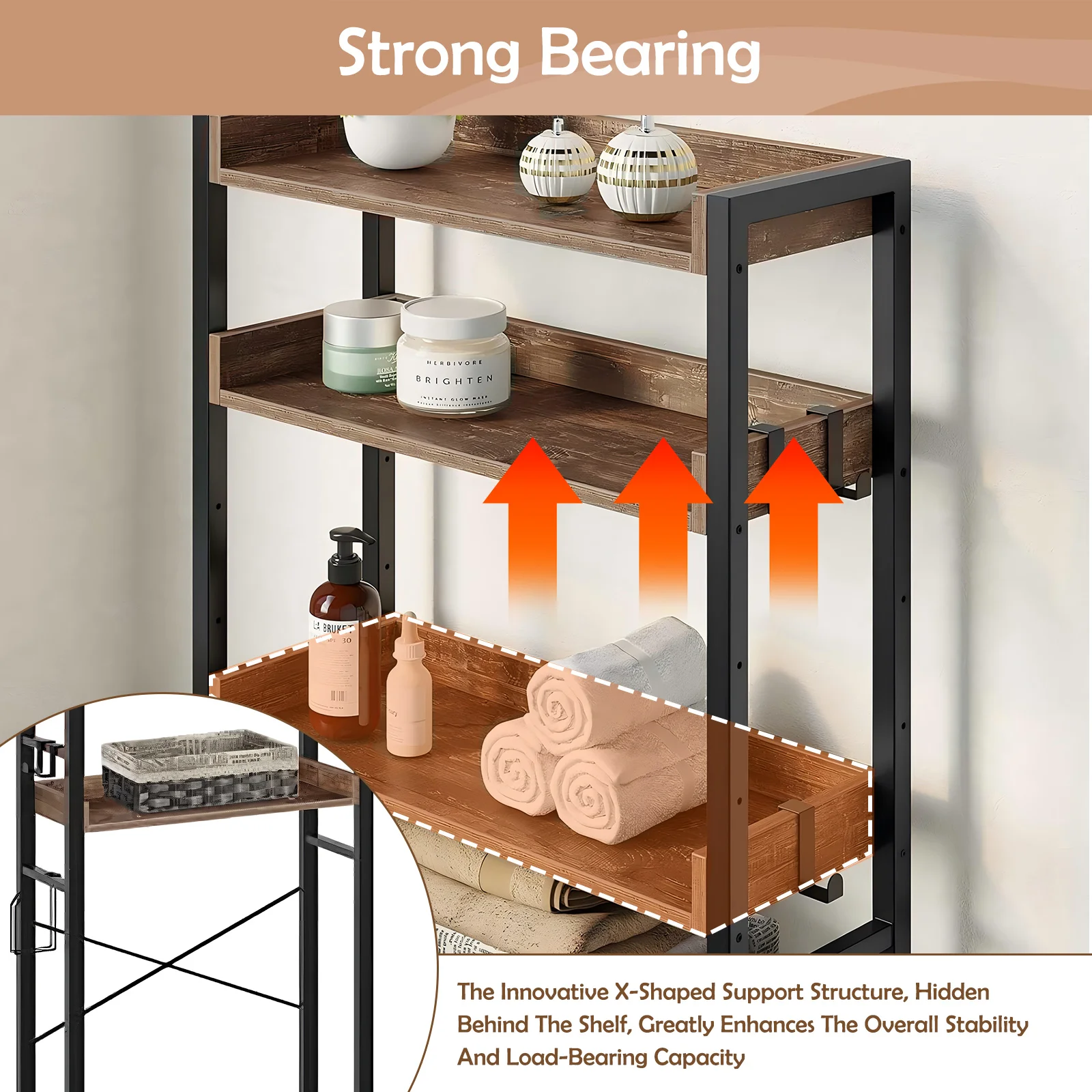 Over-The-Toilet Storage Rack- 4-Tier Bathroom Organizer - Image 4