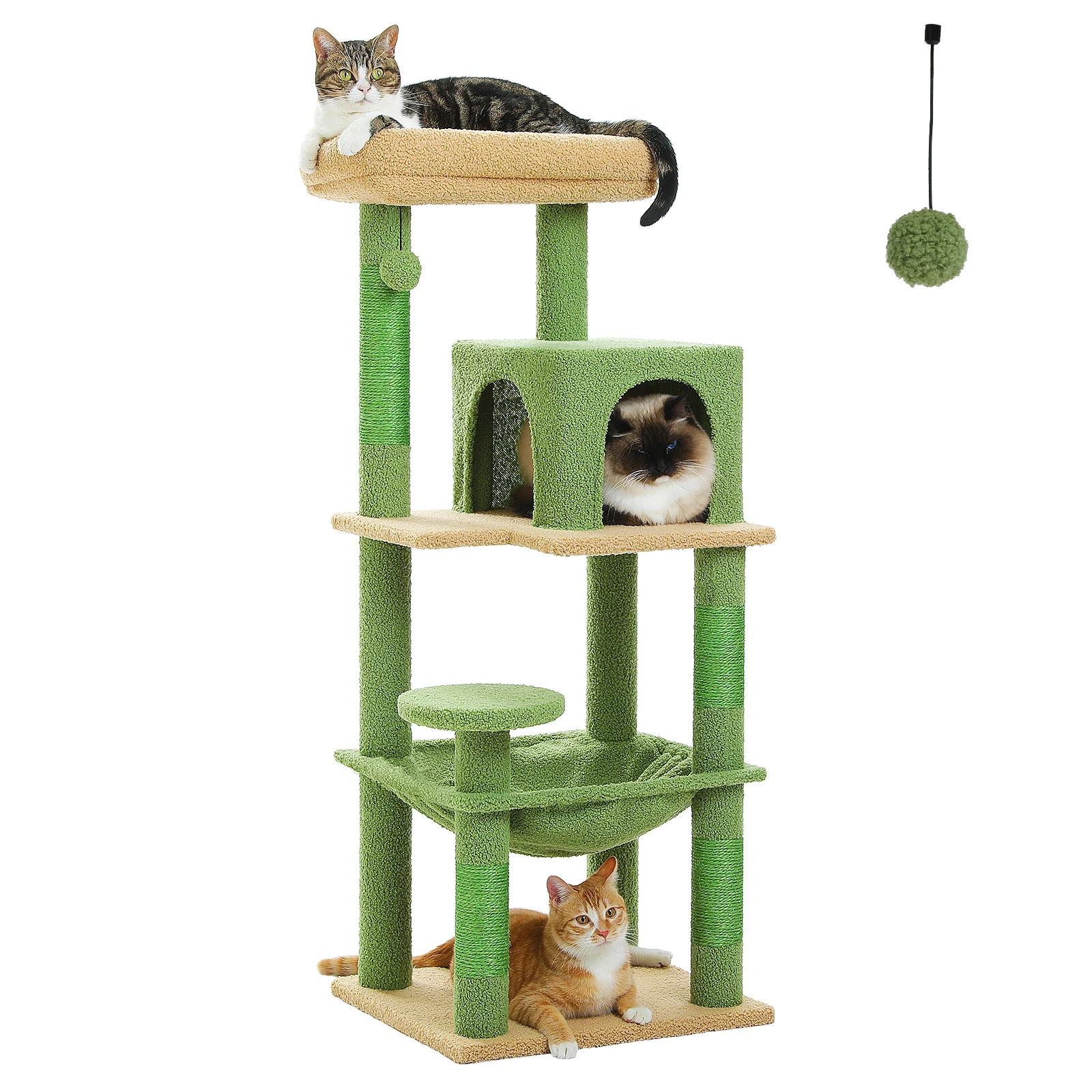 Cat Tree for Indoor Cats- 5-Level Cat Tower for Large Cats- Metal Frame- Large Hammock- Cat Condo with Big Top Perch - Image 6