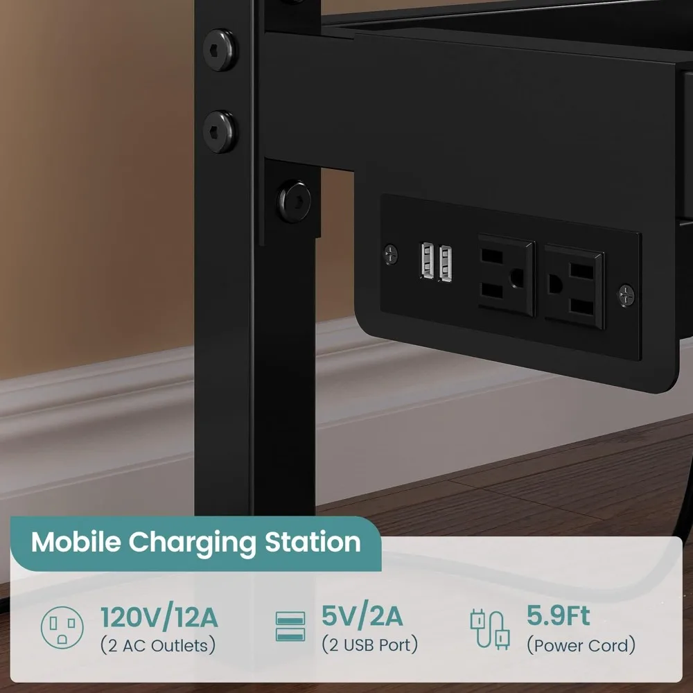 Twin Daybed/Corner Bed Frame- LED lights and charging station- Under-Bed Storage Drawer - Image 4