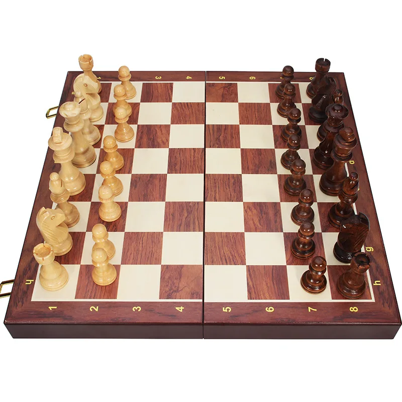 Handmade Wood Chess Set- Folding- Solid Wood- Traditional- Classic- Solid Wood Pieces- Walnut Chessboard - Image 7